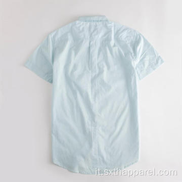 Camicia casual a maniche corte blu scuro da uomo adatta alla pelle